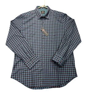 NWT Marcello‎ Sport Dress Shirt Mens XL  Long Sleeve Button Down Gingham Plaid